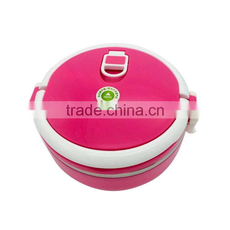 Round shape stainless steel takeaway food container with handle