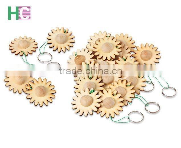 cheap flower sharped wooden key chains