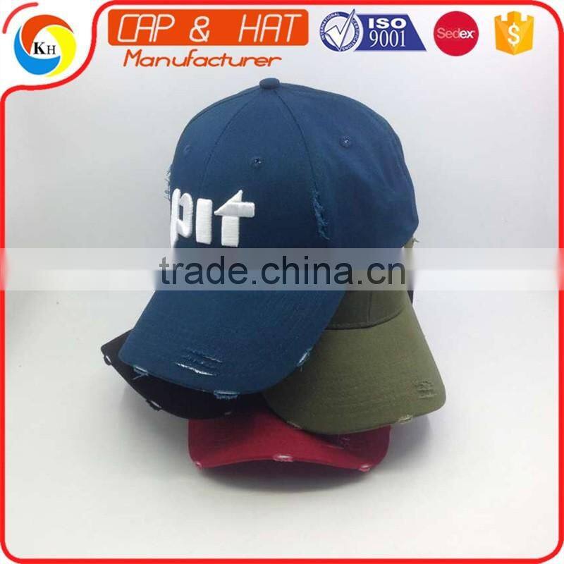 100%Cotton Distressed Baseball Cap Custom Color And Logo