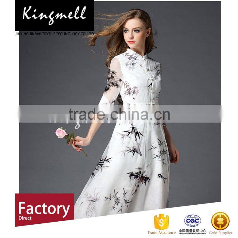 Factory direct white silk linen blend fabric for custom digital print