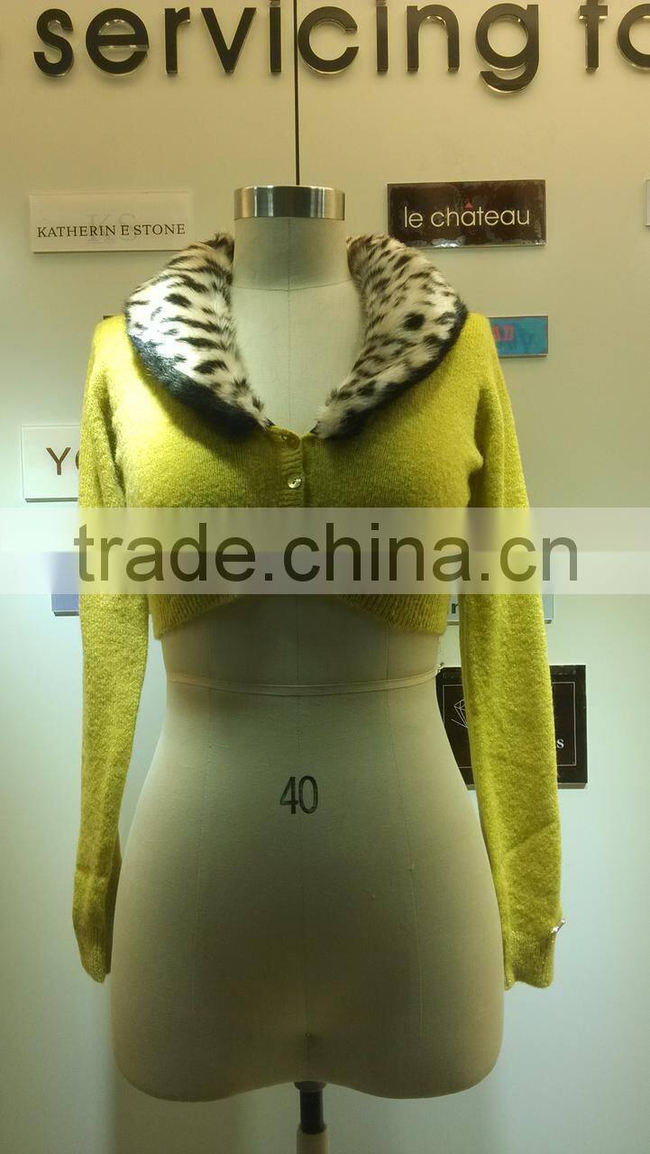2014 Ladies knitted sweater,cardigan with mohair