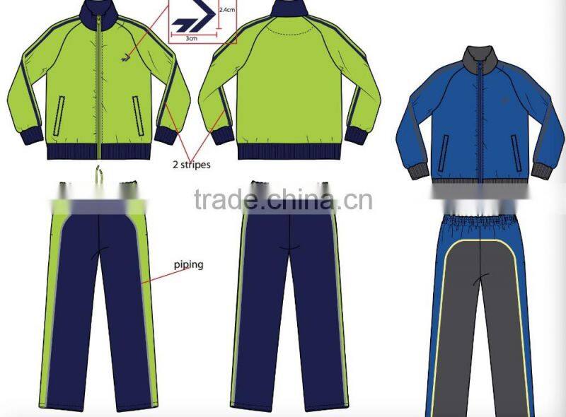20,000 sets STOCKLOTS Factory Sport wear suit Mens Women's 220g polytricot fabric stocks