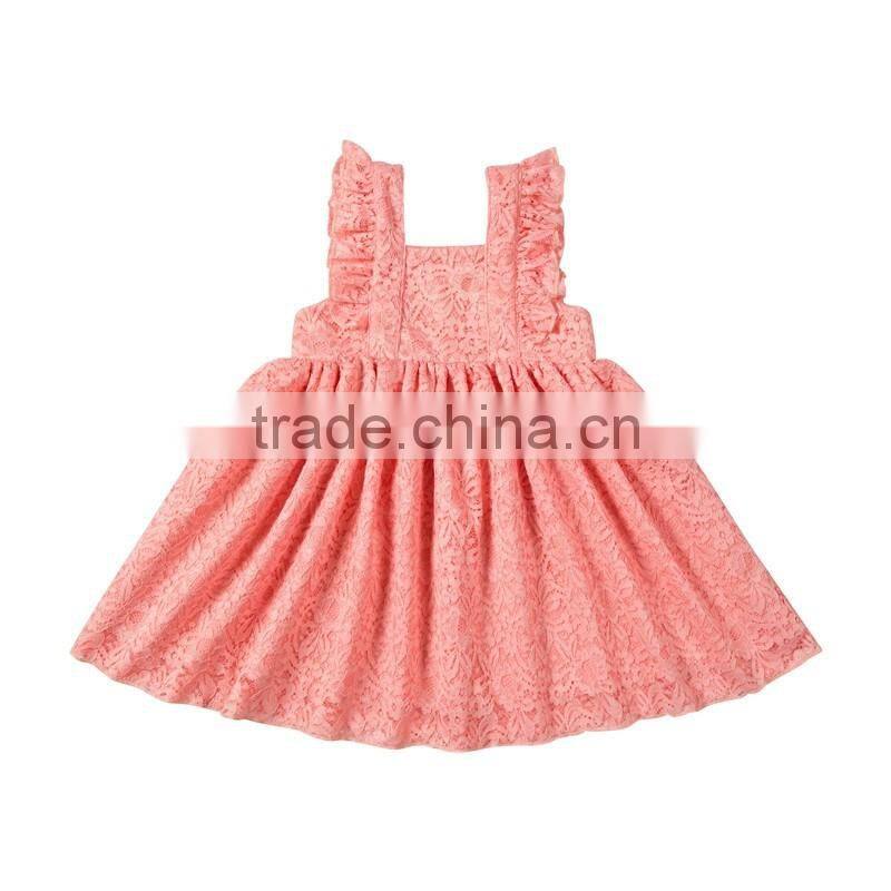Summer boutique baby girl's dress hot sale new design high quality vintage lace dress flower girl dress