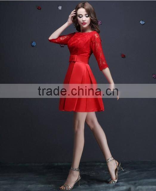 sexy girl cocktail short sleeve lace graduation party dress