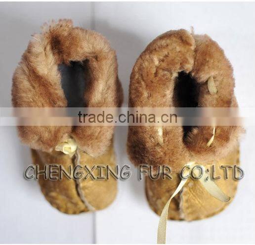 CX-SHOES-01 Genuine Sheared Sheep Leather Child Shoes