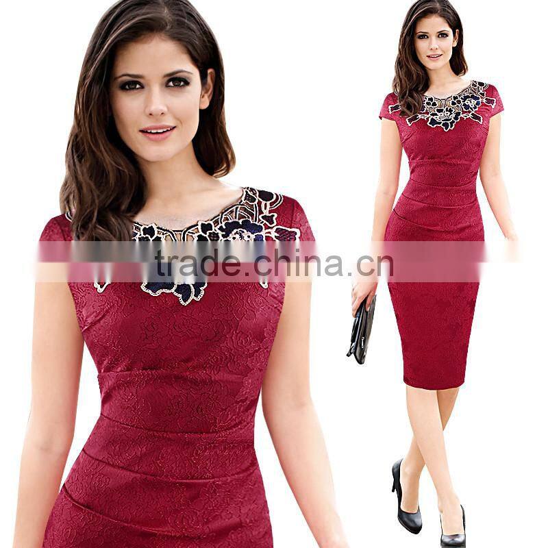 Maxnegio hot sale women fashion bodycon lace embroidery dress