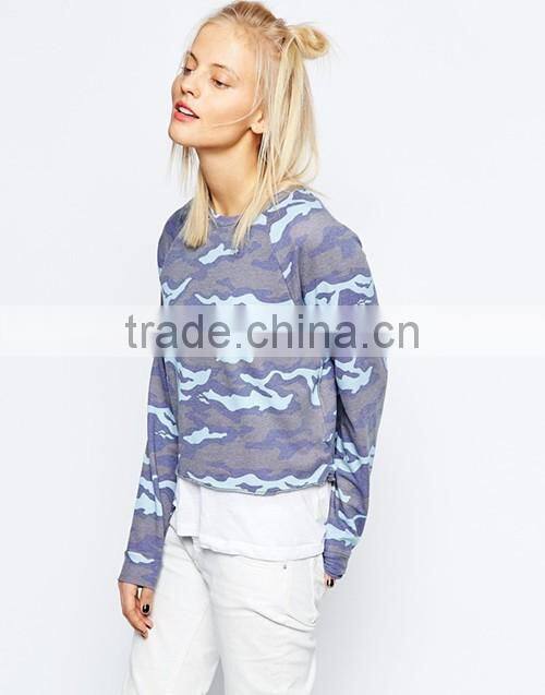 Custom women all over camo print sweatshirt without hoodie