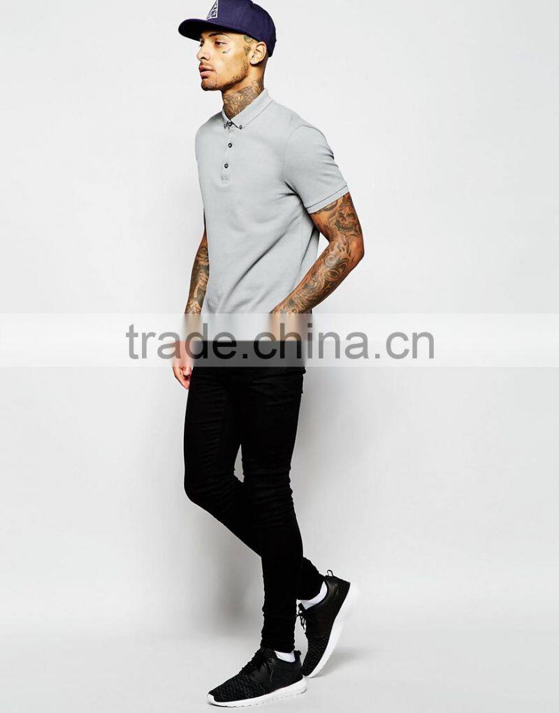 Custom logo t shirt pique polo t shirt with button down collar PS0112A