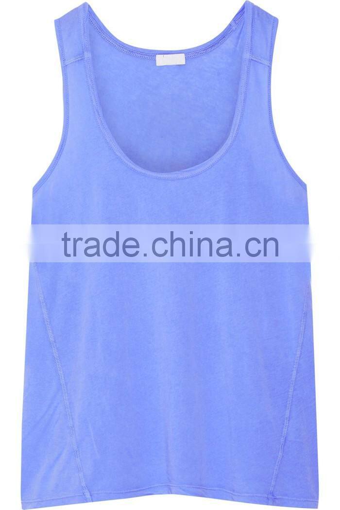 Blue blank gym tank top for women