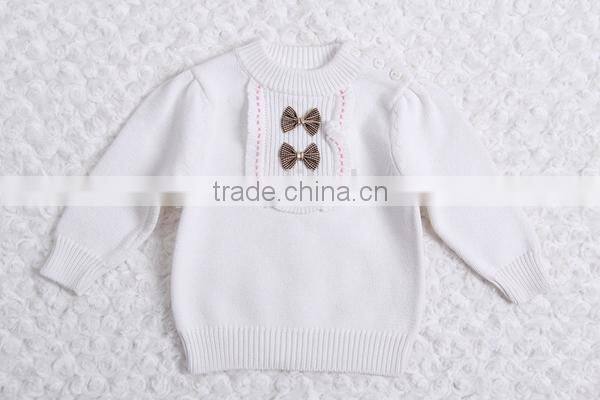 Korean style bowknot decorated pullover sweater girl cotton knitting clothing