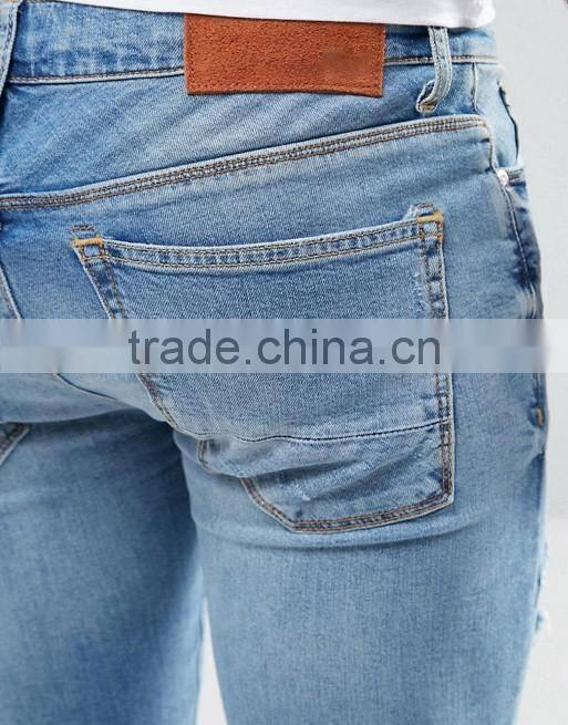 Cheap Wholesale men ripped Denim Pants Skinny Jeans