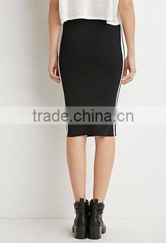 Ms 100% cotton stripe pencil bust skirt in baseball