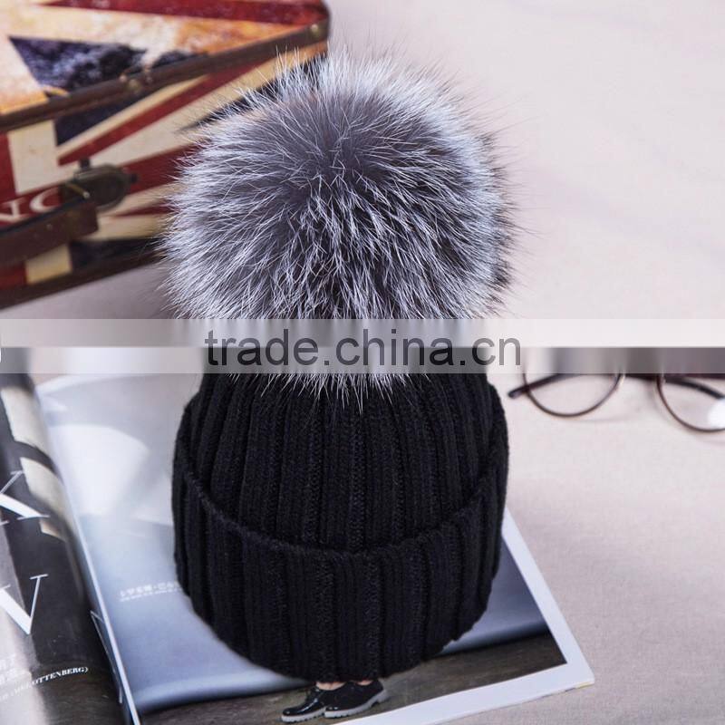 Unisex Soft Knitted Hat Raccoon Fur Ball Lady Skullies & Beanies Women Headgear Men Casual Cap Girl Bonnet Good Gifts