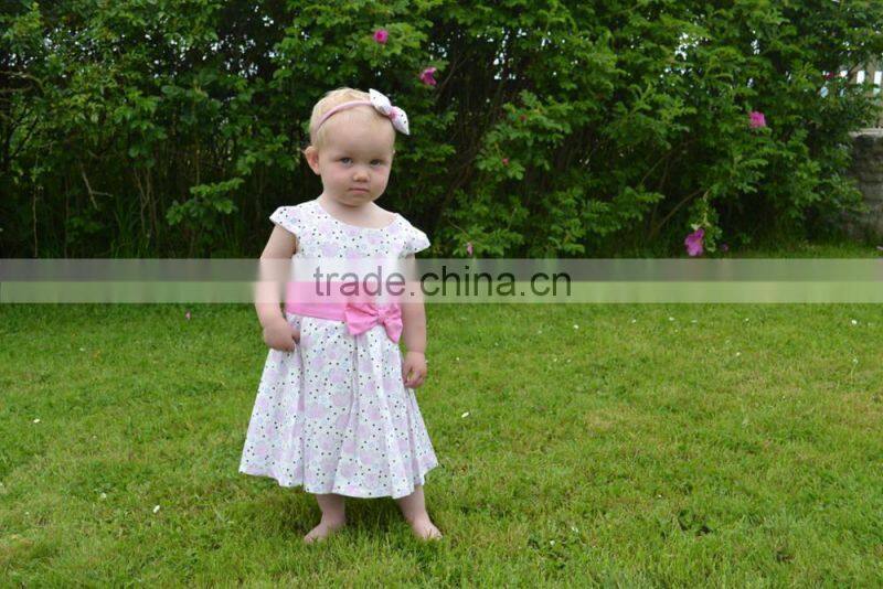 Toddler Girl Pink & White Elephant Print Dress 2-3 Years Vintage Style 100% Cotton Handmade Party Dress