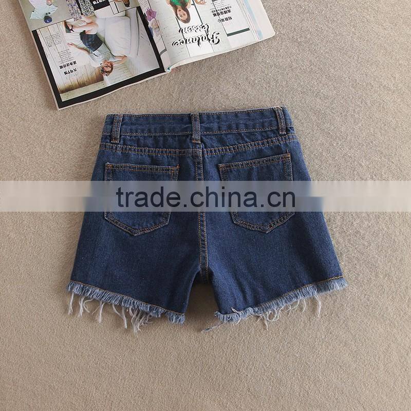 Summer Fashion Irregular Females washable and loose cowboy shorts hot shorts with macrame