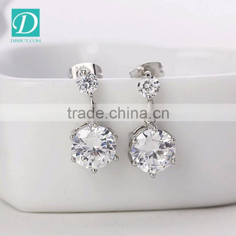 2016 New Fashion Platinum Plated Zircon Luxury Long Drop Earrings Jewelry