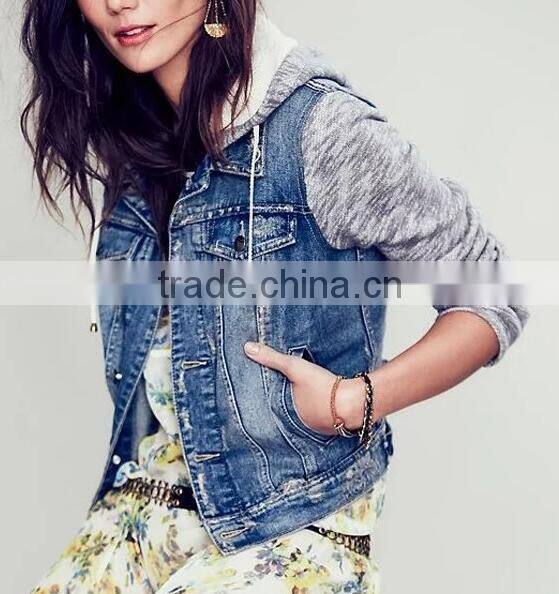 Runwaylover EY0991C 2016 high quality denim women coat & hoodies , women denim hoodies & jacket, OEM service