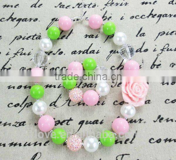 Frozen Turquoise Chunky Bubblegum Necklace and Bracelet Set Wholesale