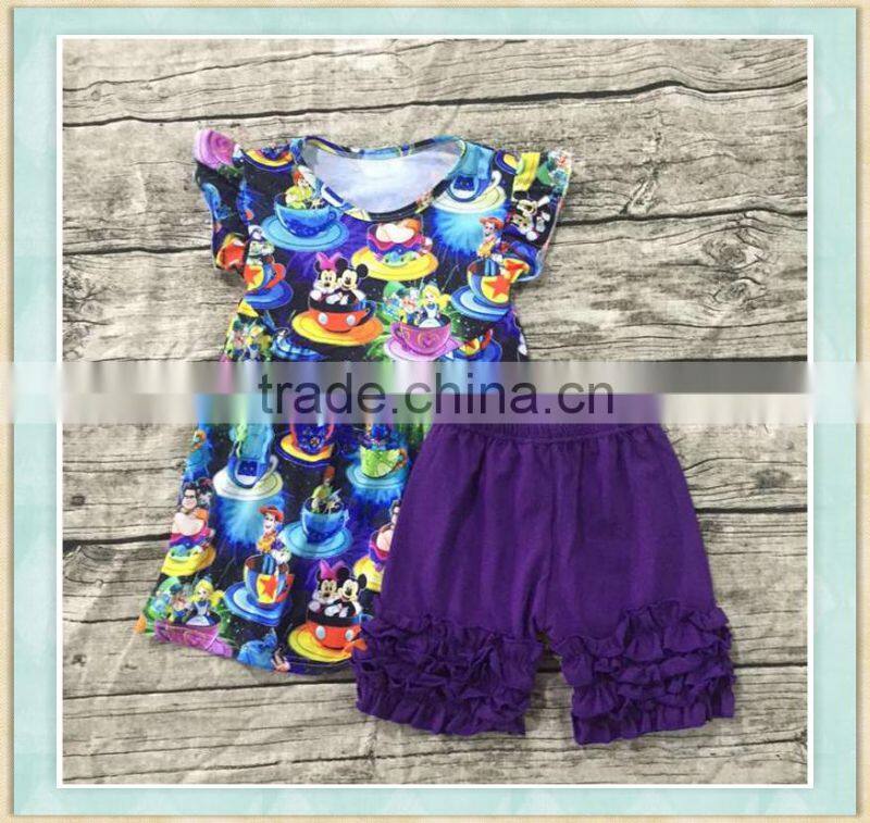 2017 wholesale children's summer dress set the high-quality goods Colored owl pattern design