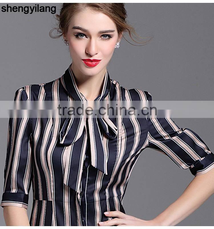 ladies promotion cheap spring summer big stripe fancy bulk plus size dresses shirt
