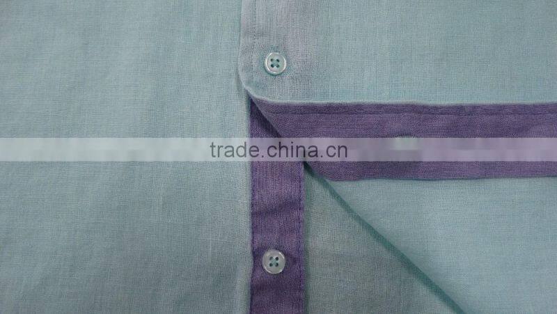 2017 latest pattern linen fabric casual mens shirts with contrast color on the collar