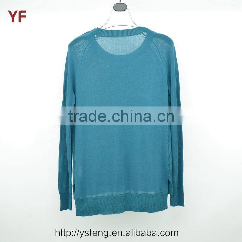 High Fashion Front Short Back Long Knitted Pullover Winter Sweater For Women