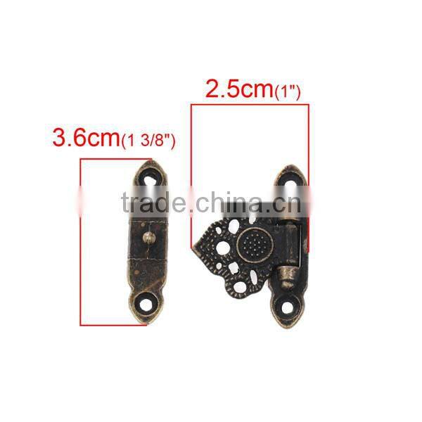 Iron Based Alloy Case Locks Antique Bronze 36mm x 25mm 36mm x 9mm