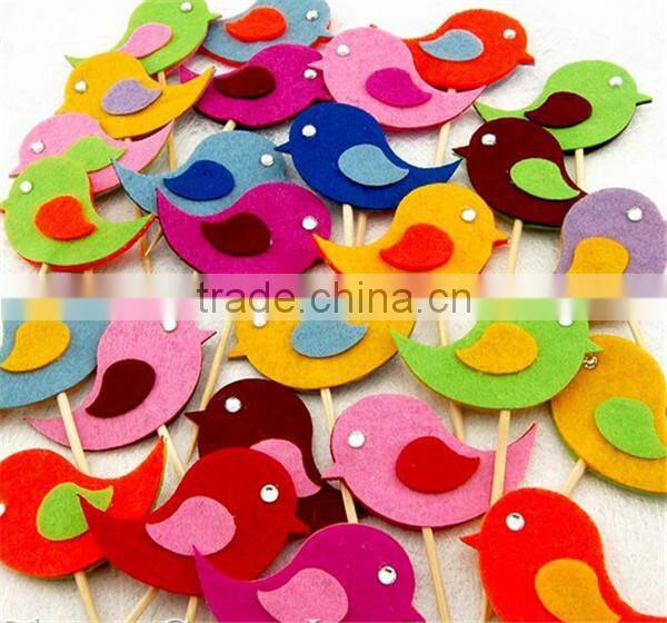 10 Handmade Felt Bird Cupcake Topper Cake Decorations Birthday Baby Shower