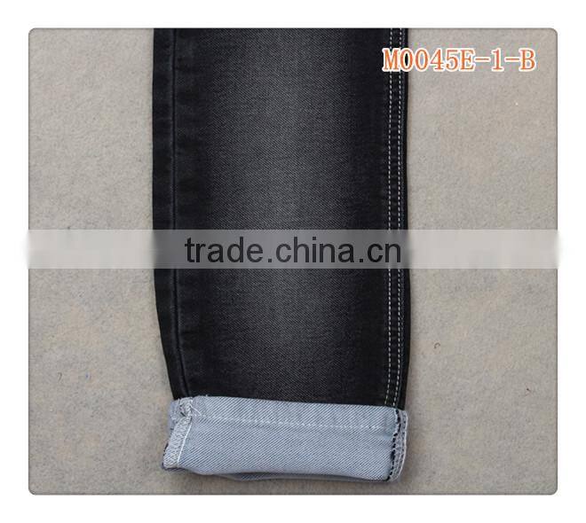 M0045E-1-B 2016 popuplar sulfur black double layer fake knitted denim fabric for men jeans