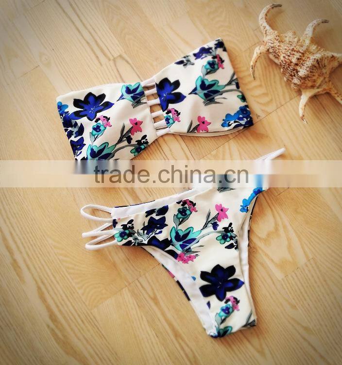 blue lace cutout swimwear bikini/ mzyg halter bikini swimwear/ fancy bikini set swimwear beachwear
