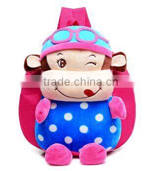 plush monkey backpack for kids/plush animal toy backpack