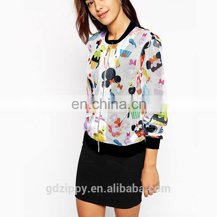 New arrival funny printing women bomber jacket wholesale
