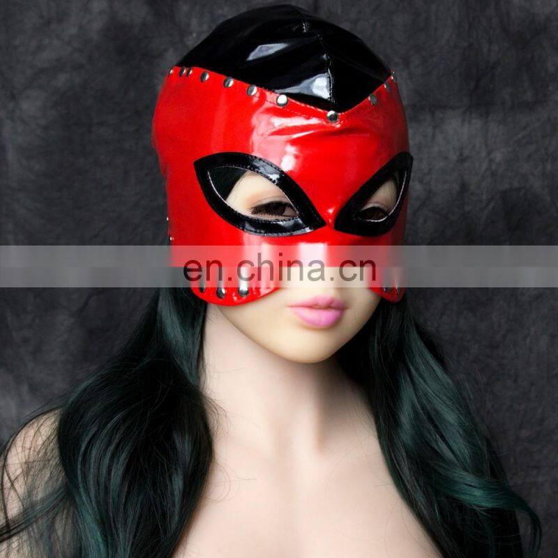 Sexy Shiny Bondage Mask Studded Mask Half Head Hood Sexy Adult Novelty Product