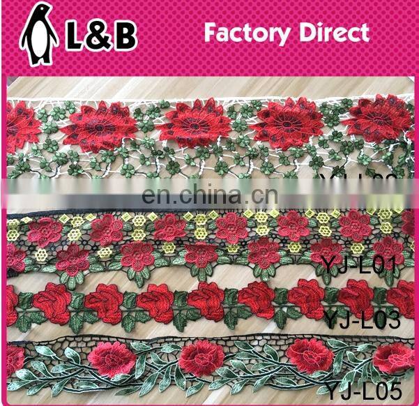 2017 custom decorative multicolor polyester flower design lace trim