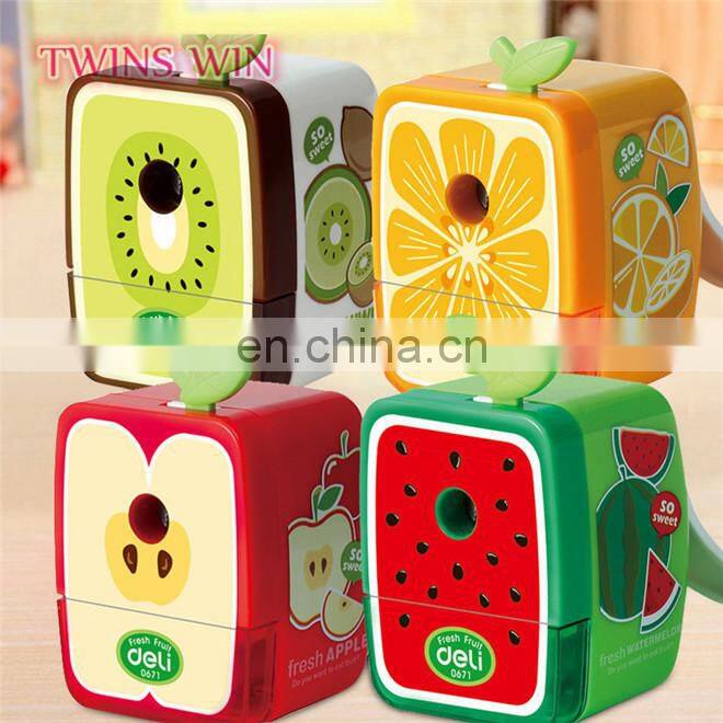 Best selling school stationery items list with price photos ,America hottest funny fruit design plastic pencil sharpener machine