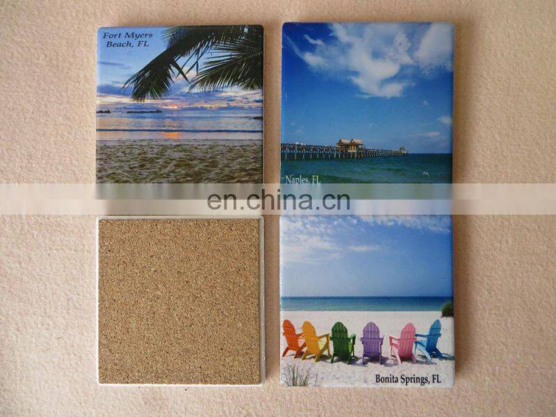 Square customized heat transfer absorbent ceramic beer coasters with logo