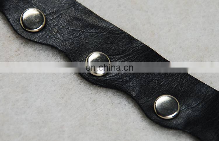 2017 new style pu leather wave lace trimming