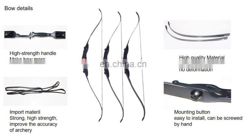 China Factory Wholesale Cheap Paintball Bunkers Game Archery Fishing Recurve Bows Aluminum Riser 30-50lb Bow for Kids and Adult