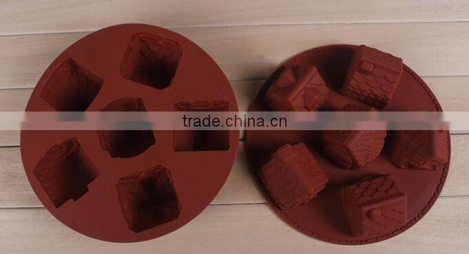 6 piece small house shaped bread pudding soap mold
