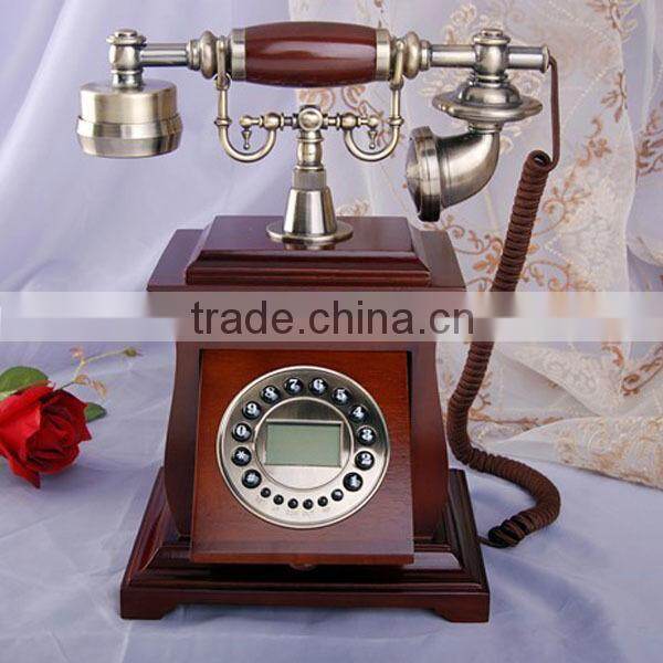 Cheap corded retro wooden telephone