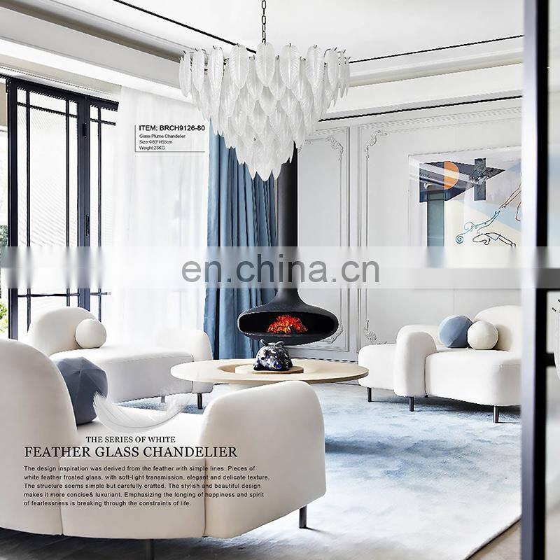 Glass Feather Plume Modern handmade Nordic bedroom Luxury New Chandelier