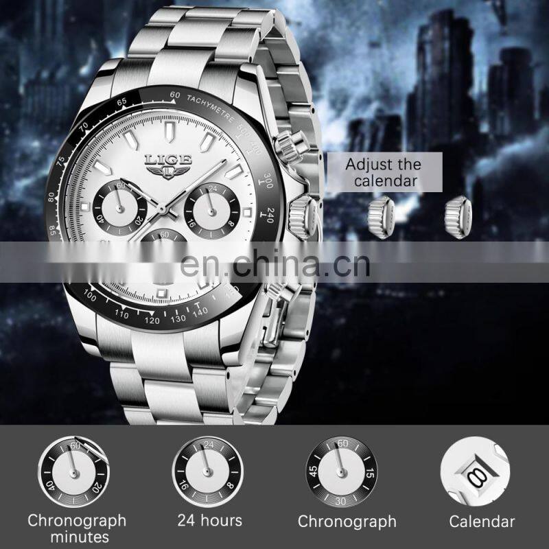 LIGE 8937 Sport Men Watch Fashion Waterproof Luminous Watches Luxury Brand Luminous Mens Quartz Shock Resistant Wristwatch