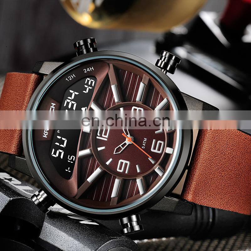KAT-Wach 1819 Men Digital+Quartz Watch Waterproof 50M Male Luxury Brand Leather Military Multifunction Watch
