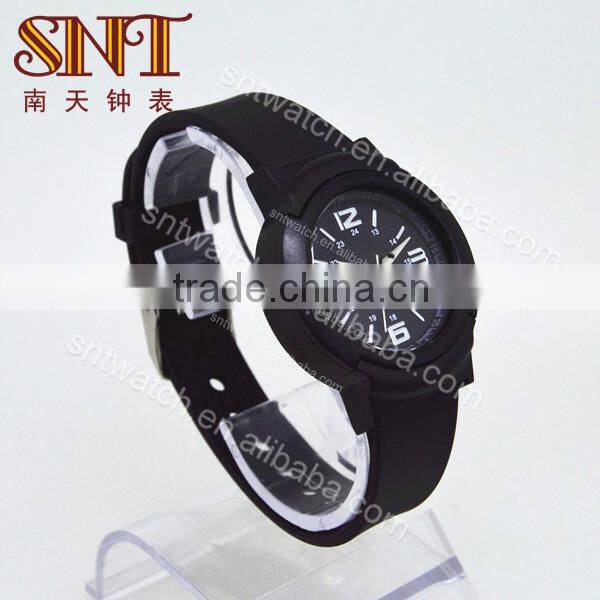 Custom plastic watch with black case and band