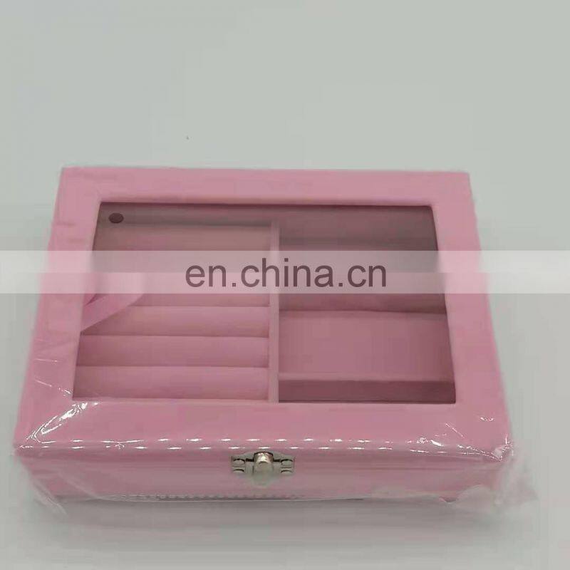 Velvet Glass Ring Earring Jewelry Display Organizer Box Tray Holder Storage Case