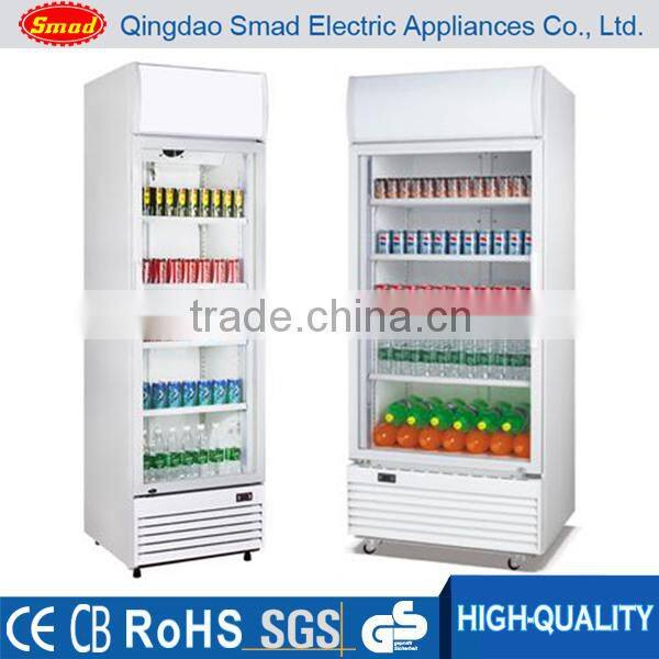 Compressor Cooling Display Fridge with Display Light on top, Glass door Display Showcase for Commecial use