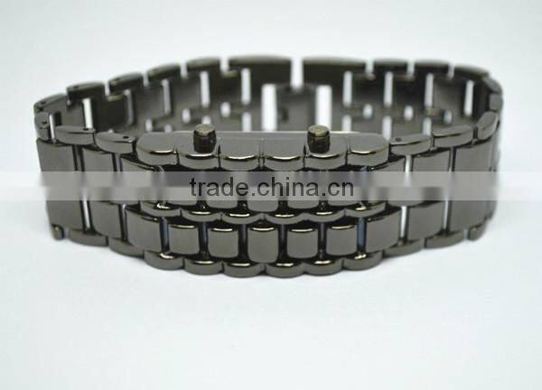 Lava style metal suit blue lights analog led digital watch