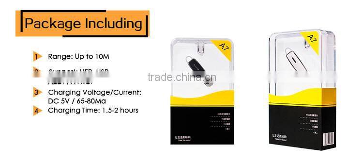 High quality earhook wireless mic bluetooth earphone stereo