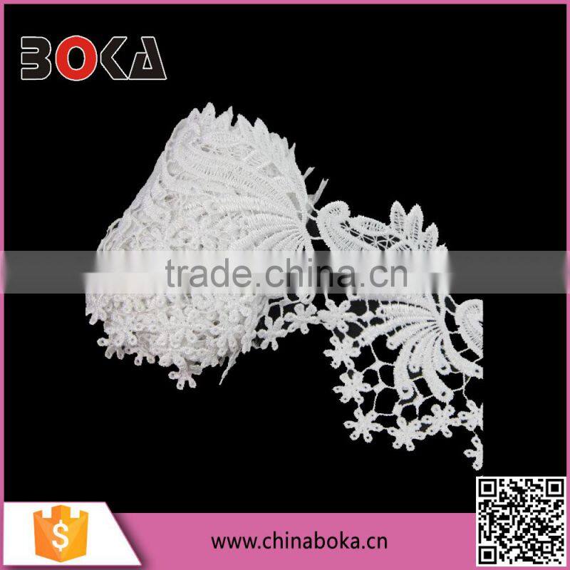 2015 new design embroidery fabric lace trim for dress decoration