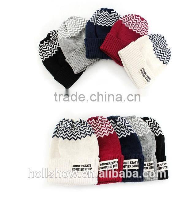 Best Selling Fashion Cute Peaked Top Wave Knitting Hats and Caps for Women